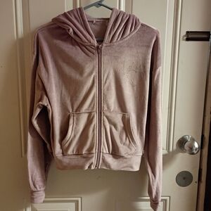 2/$10 Purple Velour Zip Up Hoodie Size Small